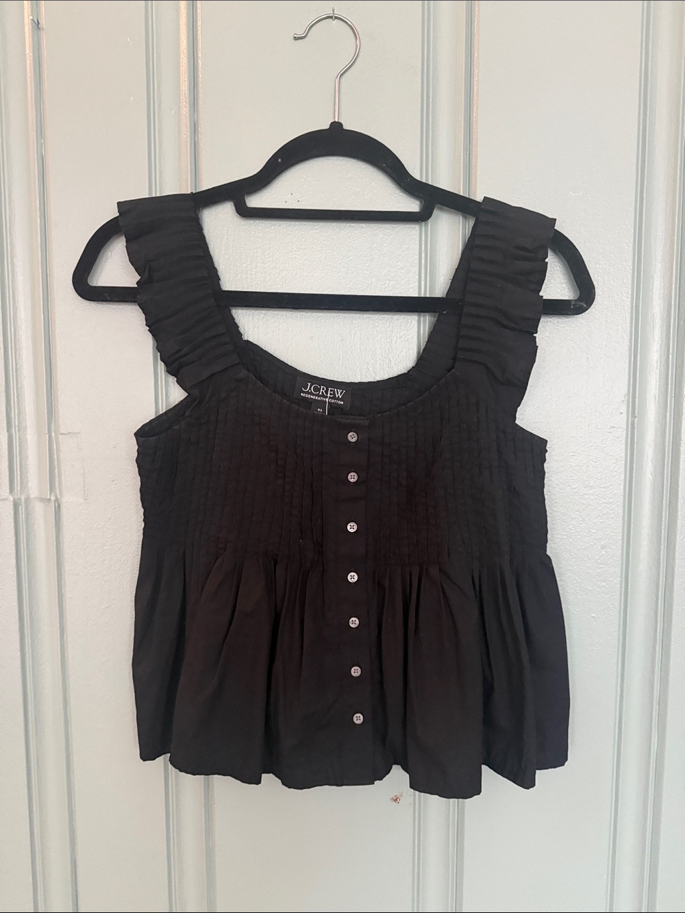 J. Crew regenerative cotton Black “doen - style” cottagecore summer top